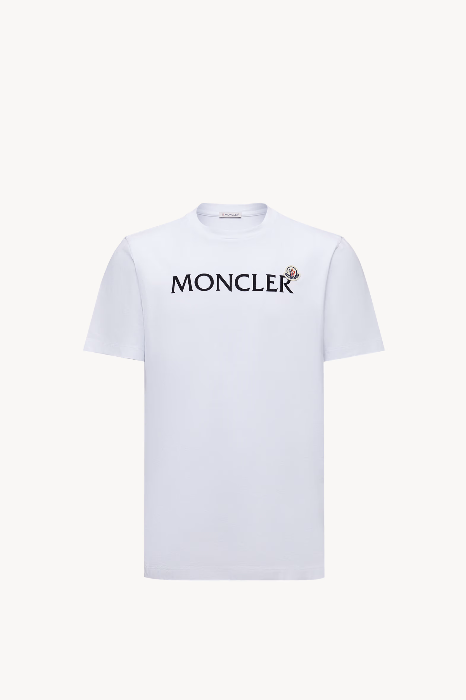 Flocked Logo Cotton T-Shirt Men White Moncler 2